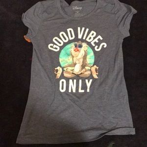 The brand is Disney is size xs and is blueish gray